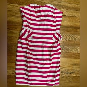 Lilly Pulitzer Maybell strapless dress with bright pink stripes